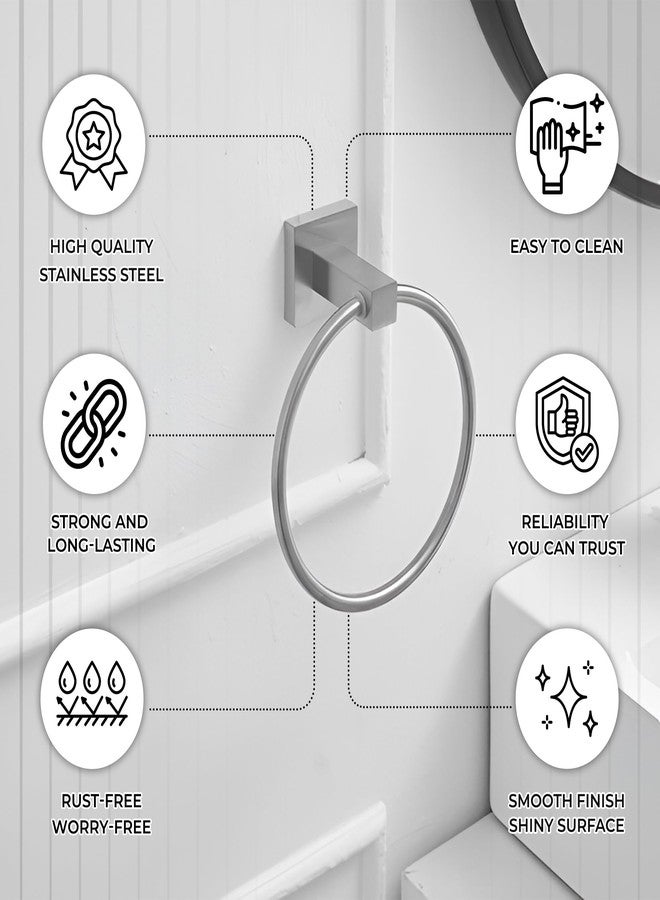 iBELL Round Towel Ring | Towel Holder for Bathroom, Kitchen & Washbasin | Napkin Holder with Chrome Finish - Silver - Image 4